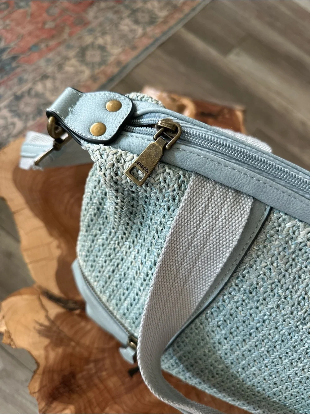 Jen & Co Light Blue Woven Tote Bag - Women